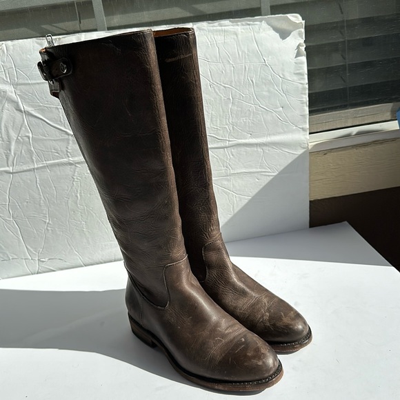 Frye Jayden Buckle Back Zip Tall Riding Boot In Slate-Sz 7 B - Picture 1 of 16